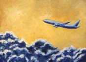 Boeing 737 over a sea of clouds Oil Painting