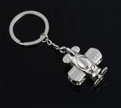Llavero metálico avión retro plateado - Keyring