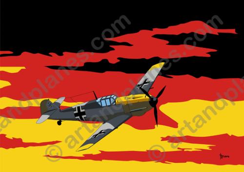 Ilustración Deutschland - Messerschmitt (Serie Banderas/Flag series Print) - Illustration