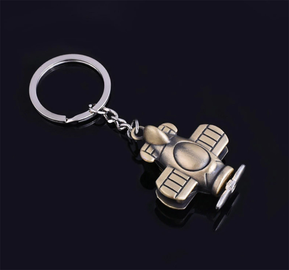 Llavero metálico avión retro cobre - Keyring