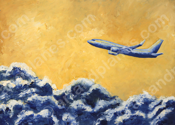 Boeing 737 over a sea of clouds Oil Painting