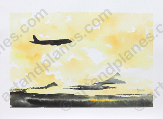 A320 over Giza Painting