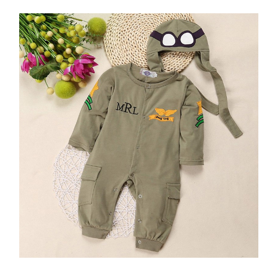 Body + gorro piloto militar bebé 12M / Baby military pilot body + hat