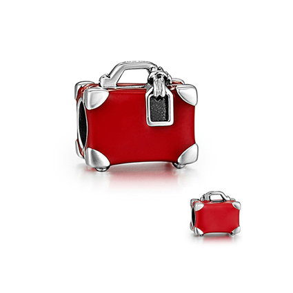 Charm Red Suitcase (Plata/Silver)