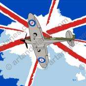 Ilustración United Kingdom - Spitfire (Serie Banderas/Flag series Print) - Illustration